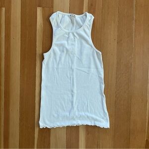 Free People Intimately White Pointelle Knit High Neck Tank